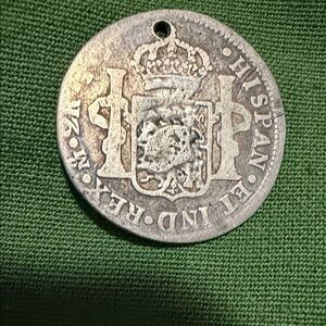 RARELot of TWO Antique Spanish Coat of Arms Coin Pendant - Silver